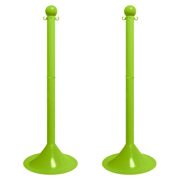 Mr. Chain Safety Green Light Duty Stowable Stanchion, 2PK 93514-2 - main